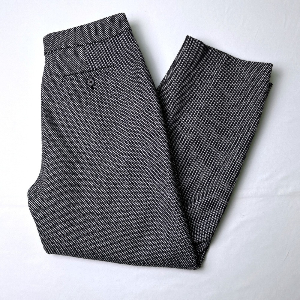 J.Crew Women Wool Micro-Textured Straight Leg Trousers Size 0 Black White Office